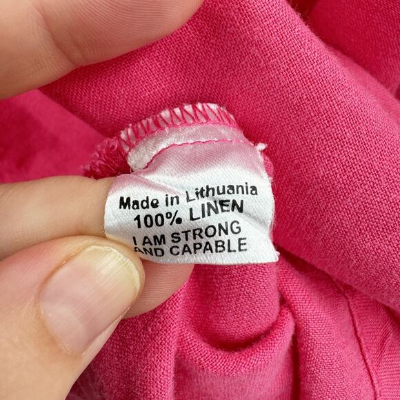 FLAX 100% Linen V-Neck Tank Tunic Top Sz Small Pink Beachy Lagenlook Vacation - Picture 5 of 8